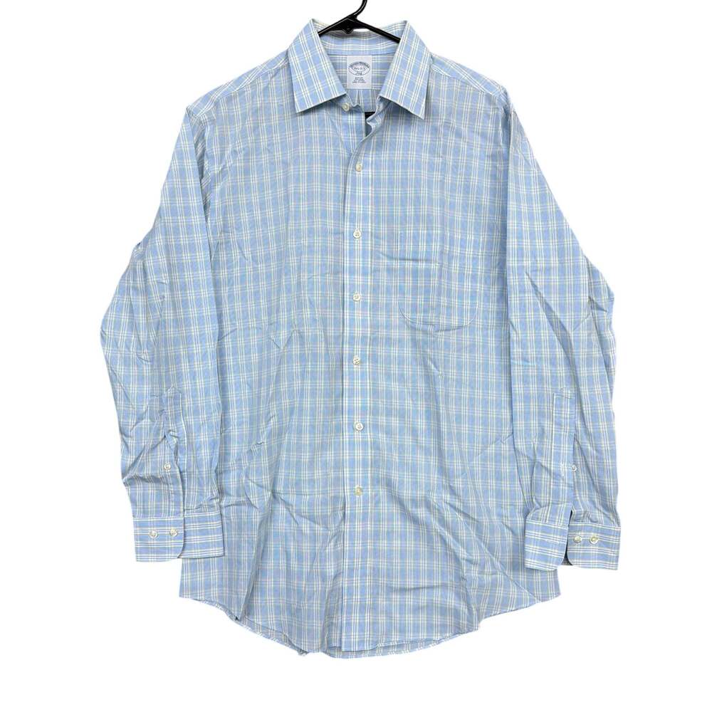 Brooks Brothers 346 Mens Shirt Blue Multi Plaid Long Sleeve Button Down 15.5 2/3
